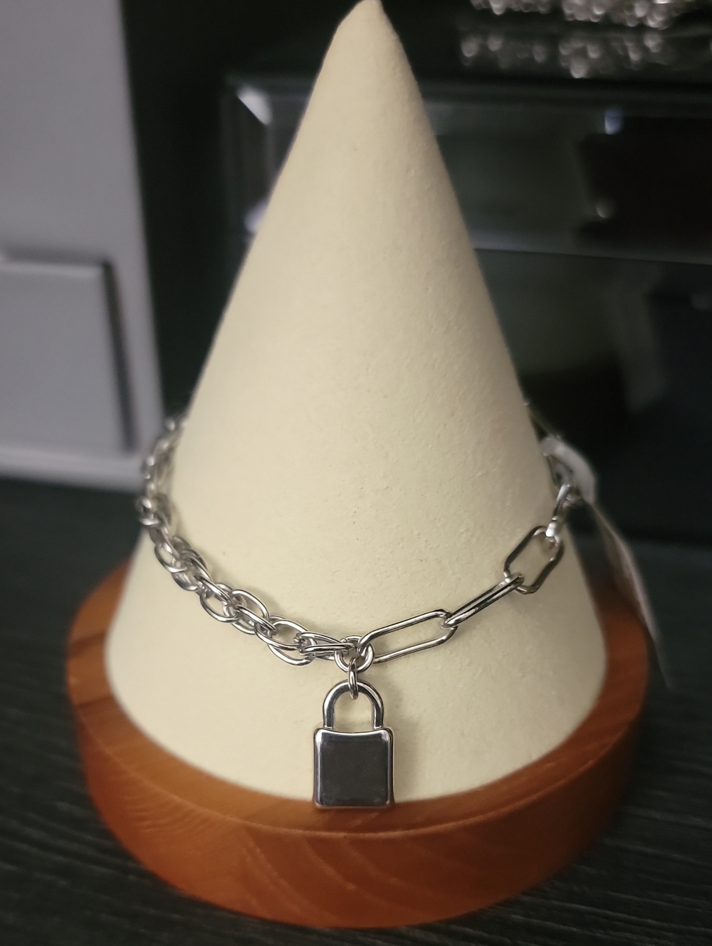 On 34th NWT Silver Padlock Chain Bracelet